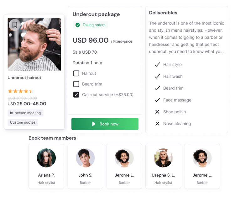 Request and book services